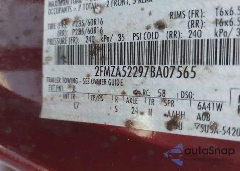 2007 Ford Freestar Sel z USA, uszkodzony, nr VIN 2FMZA52297BA07565